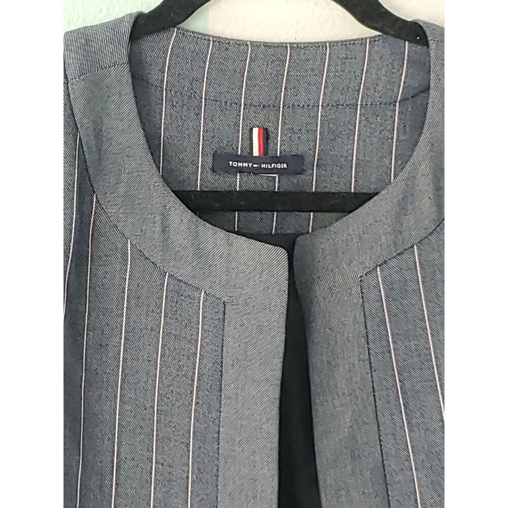 Tommy Hilfiger Cropped Pinstripe Blazer -‎ Size P - Casual/Work/Denim Blue/Pink